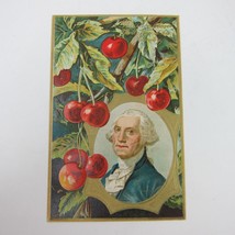 Postcard George Washington Portrait &amp; Cherry Branches Patriotic Embossed Antique - £7.82 GBP