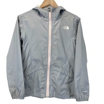 The North Face Girls XL Windbreaker Jacket Hooded Gray Pink Play Condition  - $16.39