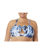 TIME AND TRU WOMEN&#39;S PADDED SWIMSUIT TOP MEDIUM 8-10 BLUE/WHITE Vertical... - $282.63 MXN