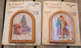 TWO Christmas Cross Stitch Kits SANTA &amp; TEDDY Country Traditional Framed 6x4 - £14.15 GBP