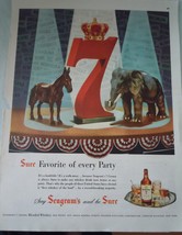 Seagrams Political Ad Donkey &amp; Elephant Advertising Print Ad Art 1952 - $6.99