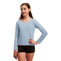 Soffe Youth Girls Dance Top Long Sleeve , Feather Heather Blue, Large 12/14 - $19.86