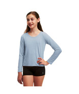 Soffe Youth Girls Dance Top Long Sleeve , Feather Heather Blue, Large 12/14 - £15.58 GBP