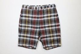 Vintage 50s Streetwear Mens Size 34 Madras Plaid Chino Shorts Rainbow USA - £46.68 GBP