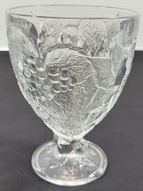 I) Raised Fruit Orchard Water Goblet Clear Glass Dessert Pedestal Chalice - $5.93