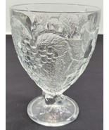 I) Raised Fruit Orchard Water Goblet Clear Glass Dessert Pedestal Chalice - £4.66 GBP