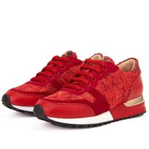 The Noir Red Leather Women Sneaker image 2