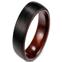 (New With Tag) Black Titanium Dome Court Ring With Wood - Price for one ring -  - £55.94 GBP