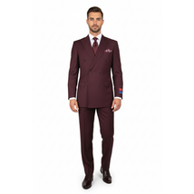 Men Apollo King Double Breasted Suit Classic Peak Lapel Pleated DM29 Burgundy image 13