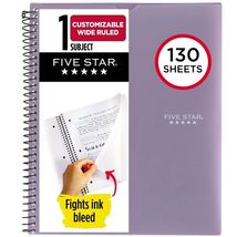 Five Star 1 Subject Wide Ruled Notebook 130 Sheets Lilac - €12,10 Five Star 1 Subject Wide Ruled Notebook 130 Sheets Lilac - €12,10 EUR