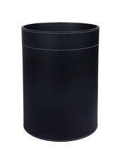 STG Genuine Leather Round Cylindrical Trash Can Maroon For Home Decor Item - £136.29 GBP