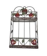 Vtg Apple Spice Rack Shelf 90s Kitchen Decor Metal Wire Wicker Accents 1... - $404.33 MXN