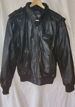 Mens Vintage Members Only Leather Jackey Size 38 Zip Front Black - £29.89 GBP