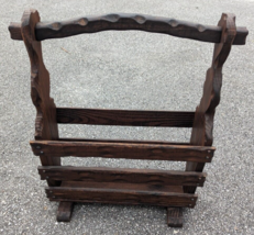 Vintage Rustic Carved Wood Magazine Stand made in Spain - £56.55 GBP