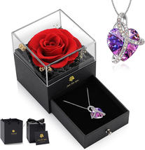 Gifts for Wife from Husband, Preserved Forever Real Rose Gift with Necklace, Lov - £16.74 GBP