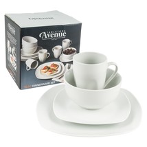 Dinnerware Set 16 Piece by Tabletops Avenue White Square Design Everyday Living - £37.96 GBP