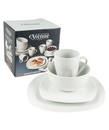 Dinnerware Set 16 Piece by Tabletops Avenue White Square Design Everyday Living - $47.49