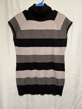Xhilaration Womens Turtle Neck Sweater Short Sleeve Gray/Black Stripe Size XL - £11.97 GBP