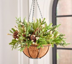 Wicker Park 18&quot; Unlit Berry &amp; Pinecone Hanging Basket - £34.87 GBP