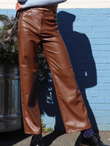 Genuine Leather Soft Lambskin Pants Handmade Party Stylish Casual Brown ... - $105.47