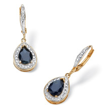 PalmBeach Jewelry 3.72 TCW Genuine Blue Sapphire Gold-Plated Halo Earrings - £71.46 GBP