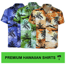 Men&#39;s Hawaiian Tropical Luau Aloha Beach Party Button Up Casual Dress Shirt - $15.58+
