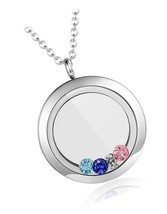 Locket Necklace, DIY Floating Round Locket Pendant, - £49.70 GBP