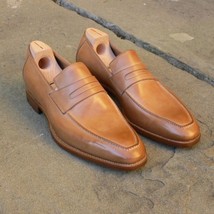 Handmade Men&#39;s Tan Brown Penny Loafer  Narrow Toe Original Leather Loafe... - €111,47 EUR+