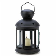 Clear Glass Black Metal Colonial Candle Lantern - £10.52 GBP