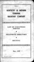 Vintage Kentucky/Indiana Terminal Railroad Co. 1979 Telephone Directory ... - $18.21