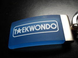 Taekwondo Key Chain Semi Transparent Blue Rectangular Fob with White Pri... - £6.31 GBP