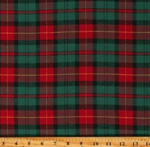 Flannel Travis Plaid Hunter Green Wine Red Yarn Dyed Flannel Fabric BTY D281.19 - £7.78 GBP