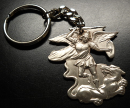 Saint Michael the Archangel Slaying Dragon Key Chain Original Presentati... - £7.81 GBP