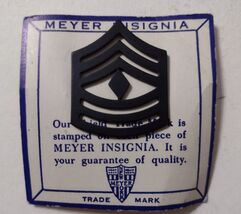 USMC FIRST SERGEANT RANK METAL BLACK PRE-1960 ON MEYER CARD LARGE SIZE  ... - $14.85
