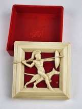 Hickok Vintage Plastic trinket jewelry Box Roman Warrior w/ Dog Gladiato... - $23.75