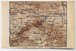 1880 Antique Map Of Schwarzathal Schwarzatal Harz Mountains Blankenburg Germany - £17.85 GBP