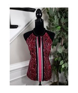 MICHAEL Michael Kors Snakeskin Blouse Women&#39;s Medium Red Polyester Sleev... - $33.85 CAD