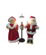 Vtg Teco Creations Animated Mr &amp; Mrs Claus With Lighted Lamppost 27&quot;T Mo... - £120.91 GBP