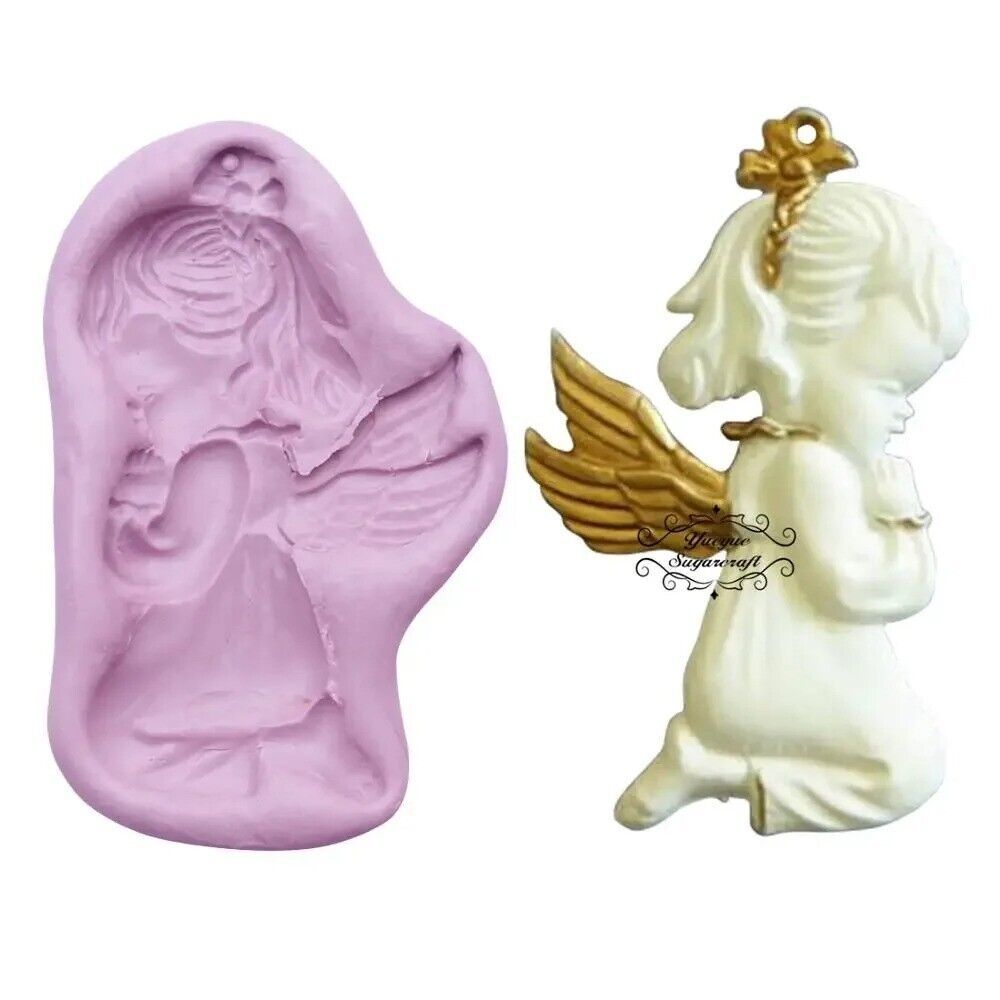 Primary image for Child Kneeling Pray Angel Girl 3D Baby Moulds Sugarcraft Silicone Mold Fondant