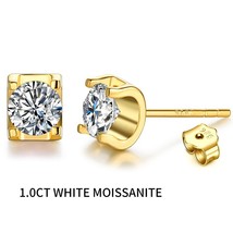 0.5 Carat D Color Moissanite Diamond Stud Earrings For Women Moissanite Gold Pla - £129.65 GBP