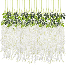 Wisteria Hanging Flowers 24Pcs 3.6Ft Artificial Vines Fake Garland Silk Flower S - £27.66 GBP