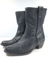 Steve Madden Boots Womens 6 M Black Pebbled Leather Peramis Vintage Cowgirl - $20.25