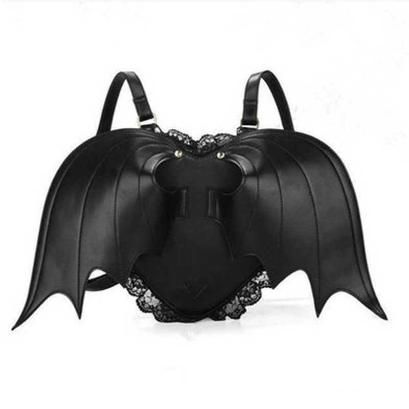 Halloween Devil Bat Wings Heart-shaped Shoulder Bag Personalized Backpack Handba - $26.98