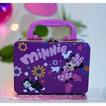 Disney Minnie Mouse Tin Metal Snacks Keepsake Box Tote 5.5&quot;x4x2.75&quot; Pink... - £6.82 GBP