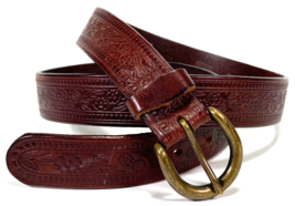 Northern Reflections Tooled Leather Belt-Brown-Brass Buckle-Canada-XL-35 - $20.00