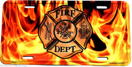 Fire Department Maltese Cross And Flames Metal Wall Sign - Size: 6&quot; X 12&quot; - £3.87 GBP