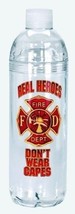 Firefighter Acrylic Water Bottle - Real Heroes Don&#39;t Wear Capes Great Gift! - £7.08 GBP