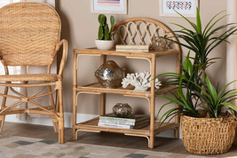 Sandrine Natural Brown Rattan 3-Tier Display Shelf - $197.00