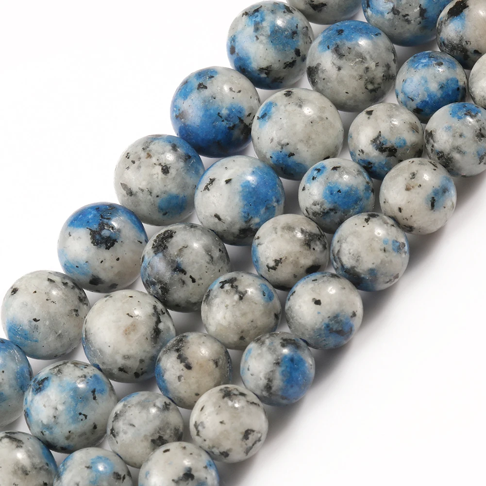 White Blue K2 Jaspers Natural Round Loose Stone Beads for Jewelry Making DIY - £6.23 GBP