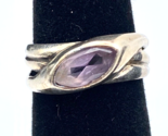 Vintage .925 Sterling Silver Gold Tone Ring w Amethyst Ladies Ring 3g Si... - £23.32 GBP